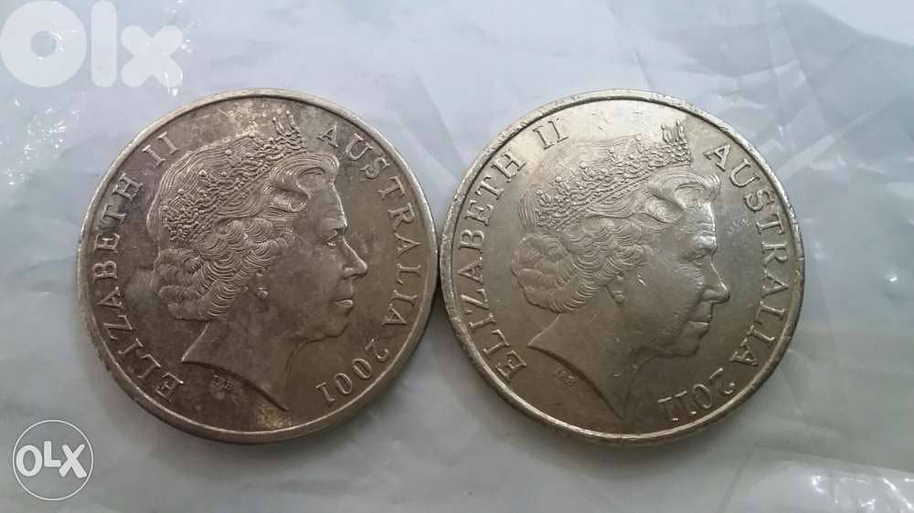 Set of Two One Australian Dollar Memorial Coins for Queen Elizabeth 0