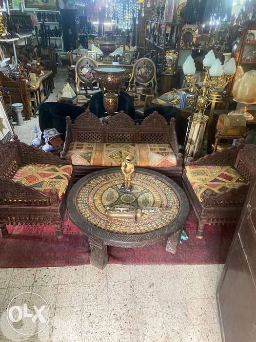 solid wood teak set with stone table 0