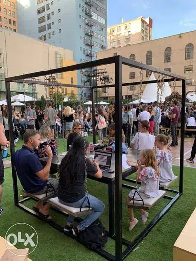 Outdoor swing dinning table