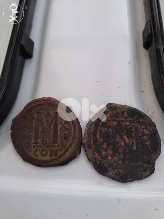 Set of Two Byzantine Coins for Constants II & Justinian around 1500 yr 0