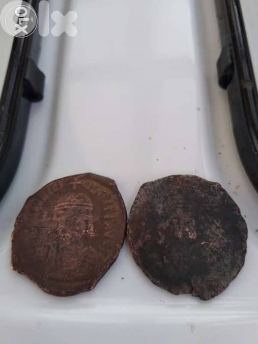 Set of Two Byzantine Coins for Constants II & Justinian around 1500 yr 1