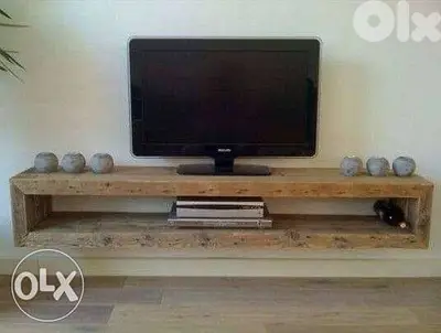 Tv unit thick wood float design ستاند تلفزيون خشب سميك معلق