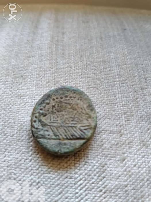 Ancient Phoencian Ship Bronze Coin of Goddess Tyche year around 80 BC 0