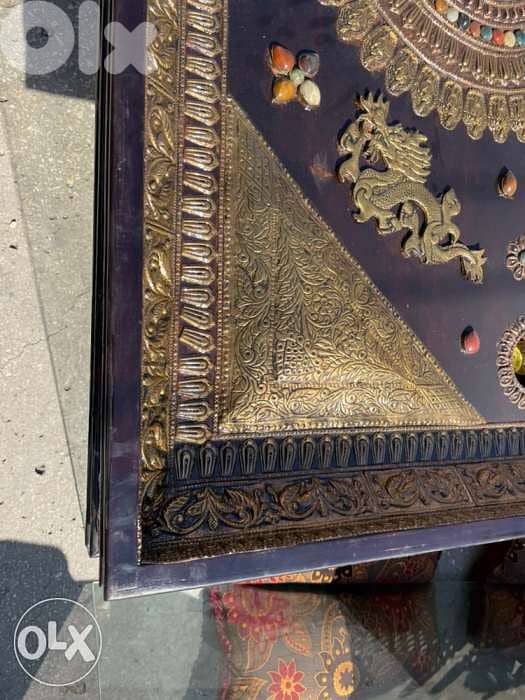 huge table with 12 chairs and dersoir all solid wood with copper and g 7