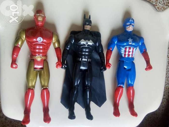 MARVEL 3 MEN characters Iron man-Batman-Captain America +light, All=35 0