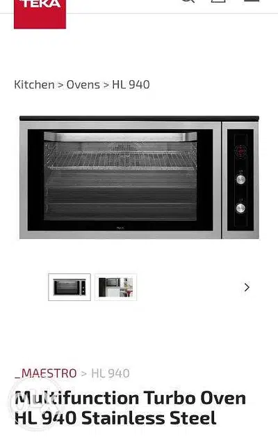 Teka-Spain, electrical multifunctional turbo oven s. Steel HL940