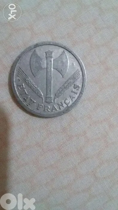 2 French Francs Aluminum from WW2 year 1943