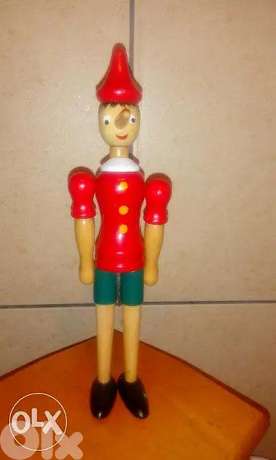 vintage wooden pinoccio 23cm made in italy