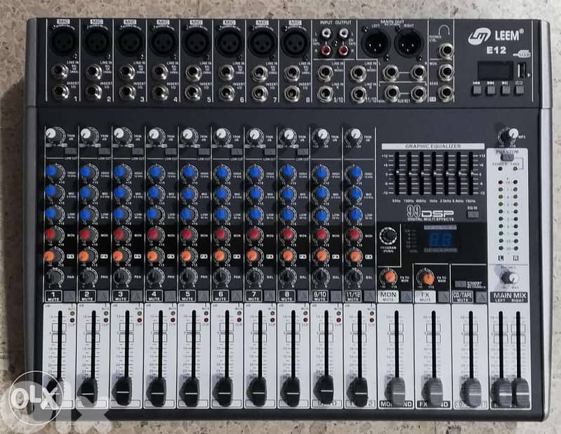 mixer leem 12 input,not powered,effect & usb player,jdid bel cartouni 0