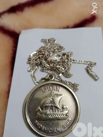 Phoenician Ship Symbol ancient Lebanon steel Pendant &Silver Neckless