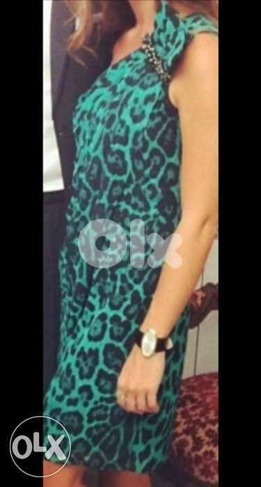 Dress, short, green and black. 0