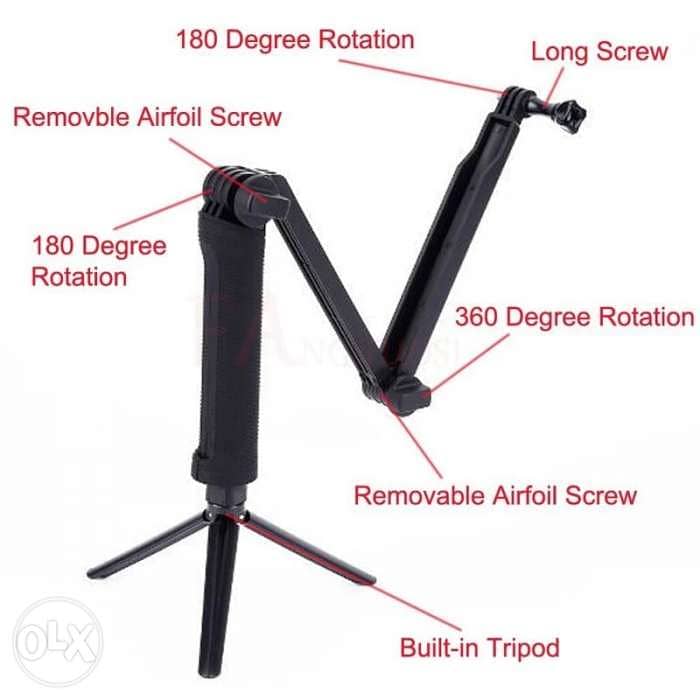 3 way Tripod and selfie for Gopros Hero 13 12 11. . . all action cam 3