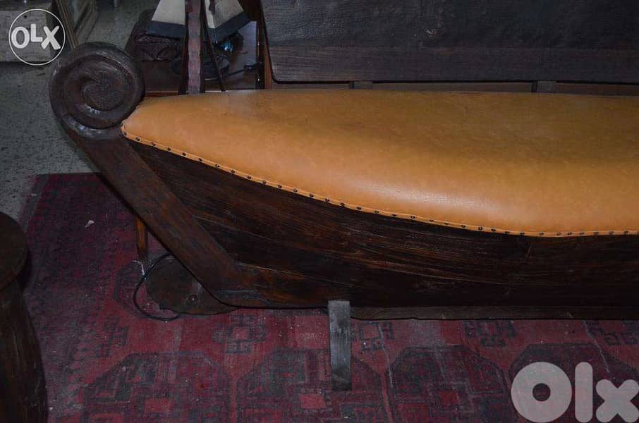solid wood teak chezlong top leather design ship with teak table same 6