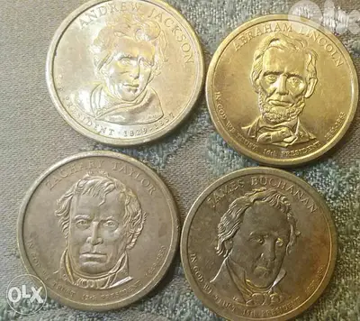 Four Memorial USA Historical President One Dollar Coins