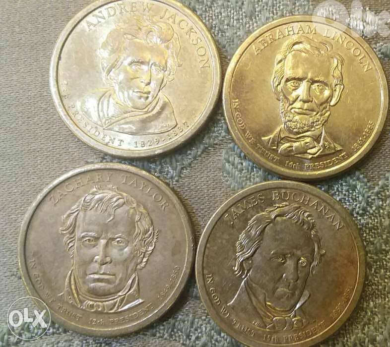 Four Memorial USA Historical President One Dollar Coins 0