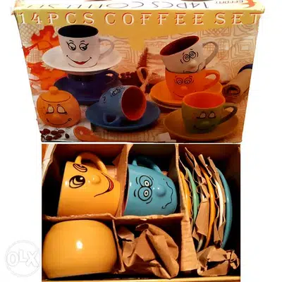 Coffee set smiley faces