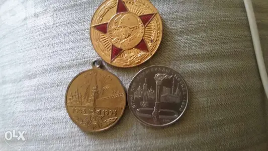 USSR Soviet Union CCCP 2 medals &1 memorial coin of Olympic games