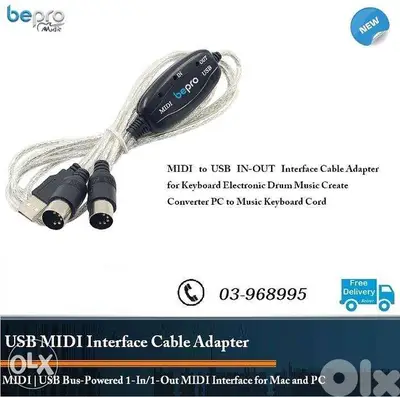 Bepro MIDI to USB MIDI Interface 1X1,USB MIDI Converter