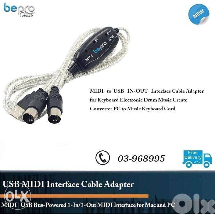 Bepro MIDI to USB MIDI Interface 1X1,USB MIDI Converter 0