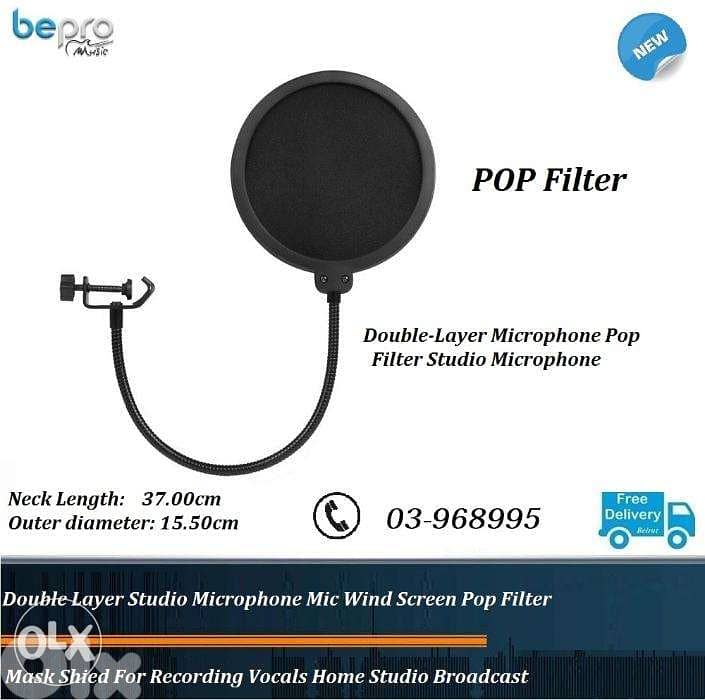 Double-Layer Microphone Pop Filter Studio Microphone Round Shape Wind 0
