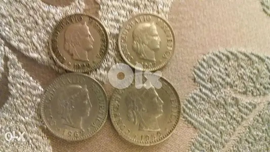 Set of Four Swiss Francs coins year 1929 and up