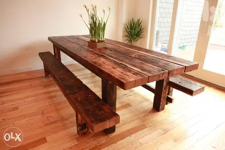 طاولة مع مقاعد خشب benchindore brown table wood with creative