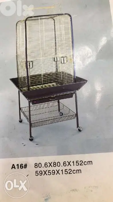 قفص ببغاء ذهبي مع مانع وقوع الاوساخ