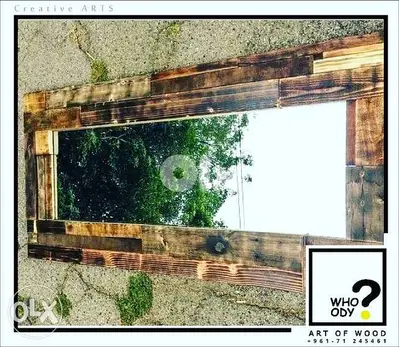Large wood rustic mirror مراية خشب طويلة