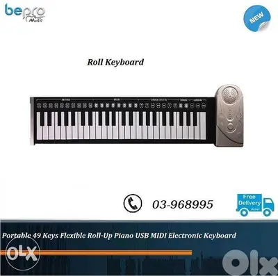 Portable 49 Keys Flexible Roll-Up Piano USB MIDI Electronic Keyboard