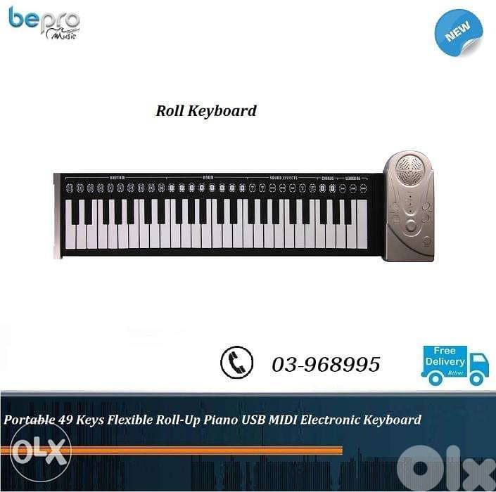 Portable 49 Keys Flexible Roll-Up Piano USB MIDI Electronic Keyboard 0