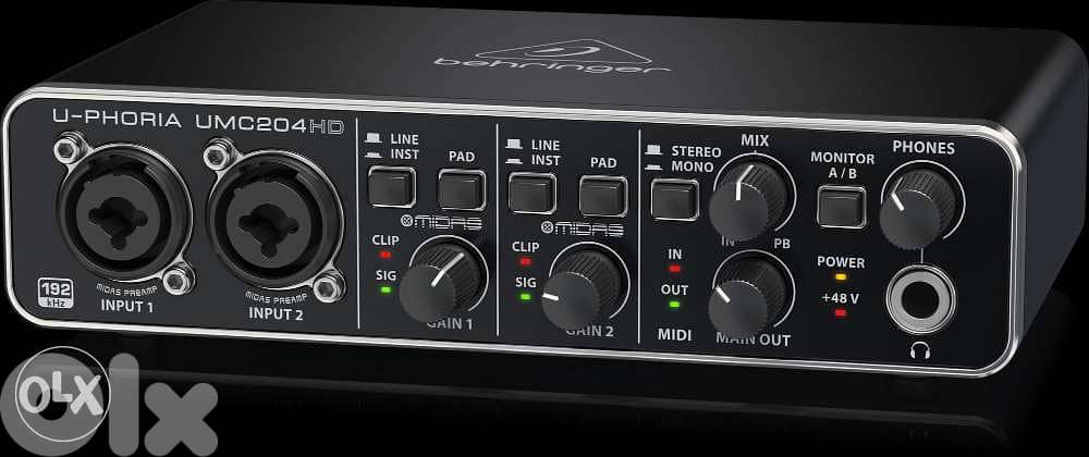 Behringer U-Phoria UMC204HD USB Audio Interface with Midi I/O 6