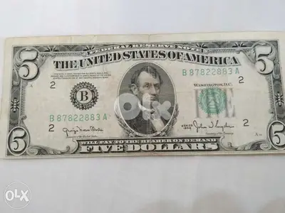 USA Five Dollars Banknote Error Cut year 1950