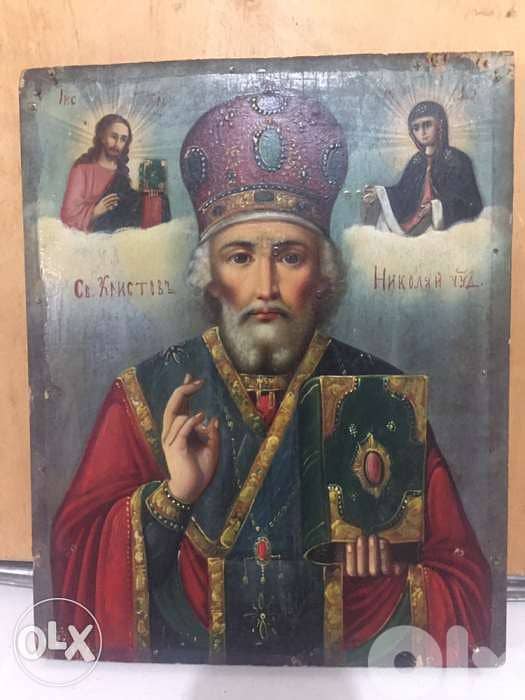 antique Russian icon st Nicolas 0