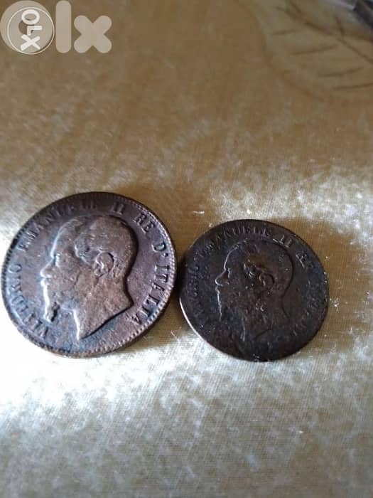 Set of two Napoleon III Bronze Coins year 1863 0