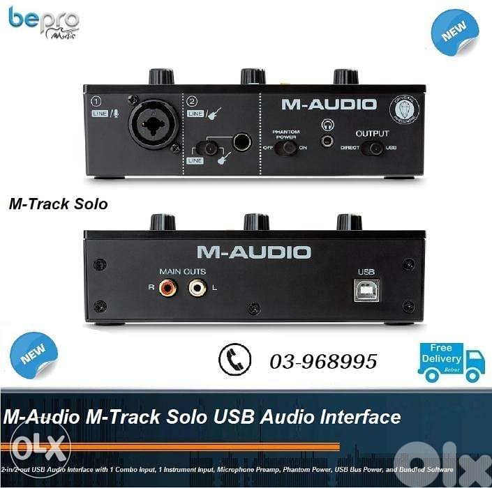 M-Audio M-Track Solo USB Audio Interface,2-in/2-out 2-channel,maudio 0