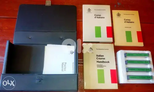 learn italian 3 books 4 audio tapes in leather bag