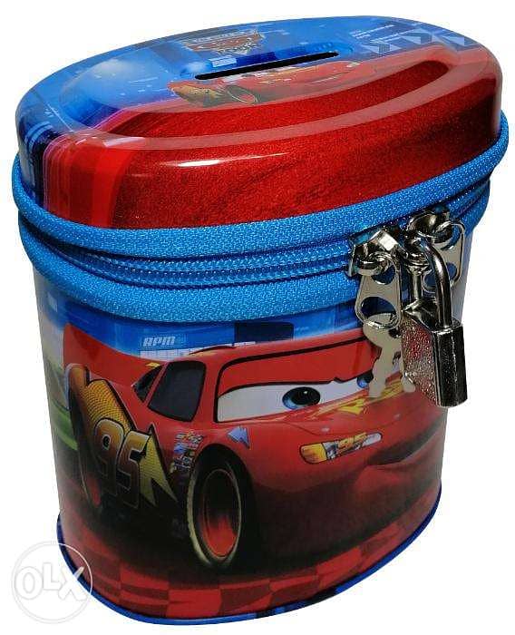 Brand New Cylindrical Money Box - Cars 0