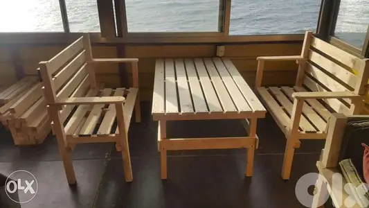 طاولة وكراسي للحديقة wood tables and chairs outdoor