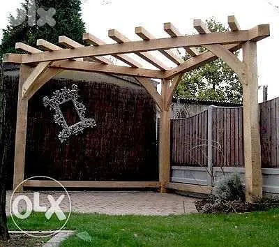 Wood pergola Handmade Outdoor خيمة خشب حسب الطلب