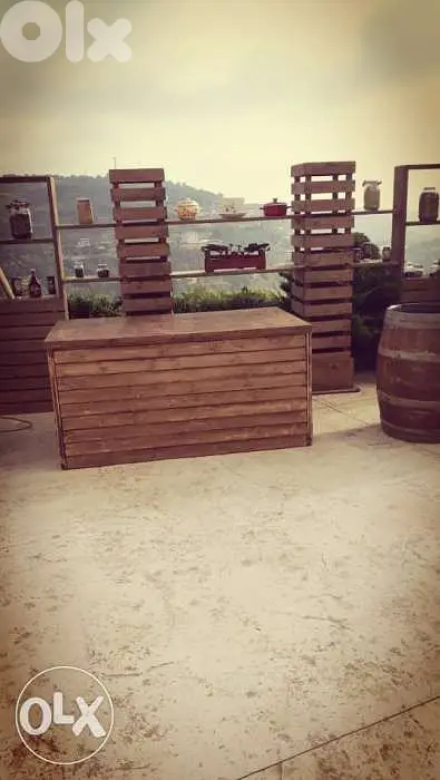 Bar with stand wood style بار خشب مع ستاند