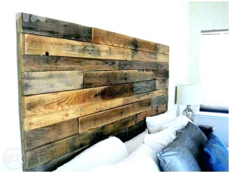 Creative rustic wood bed back colored ظهر تخت خشب 0