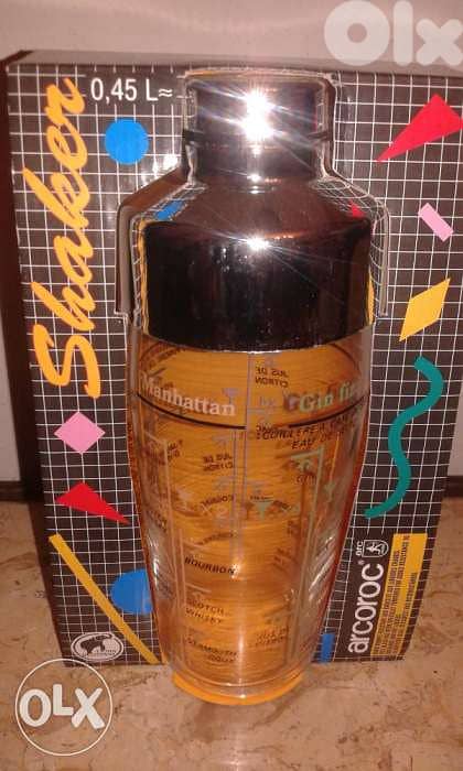 glass cocktail shaker arcoroc made in france recepies printed on glas 2