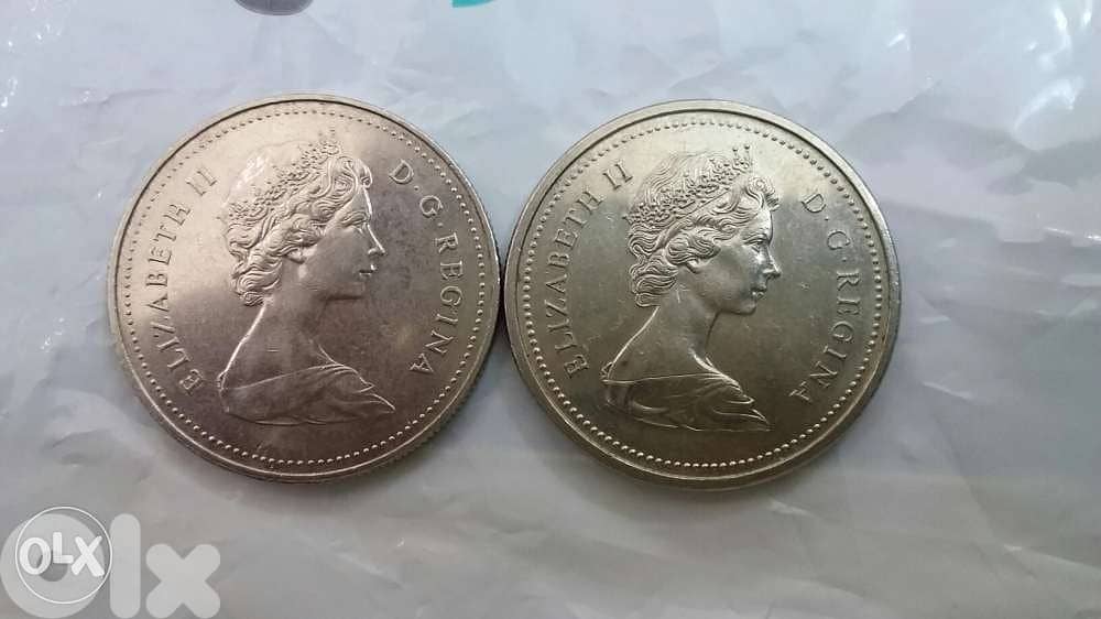 Set of Two Canada One Dollar Memorial Coins year 1973 & 1983 0