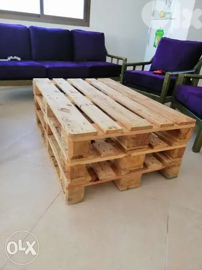 Floor wood pallets coffee table طاولة طبالي خشب