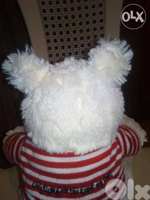WHITE MEDIUM DOG PLUSH as new toy, height: 30 Cm in summer shirt=11$ 3