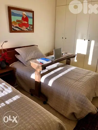 Moving vintage wood bed table طاولة تخت خشب متحركة قديم