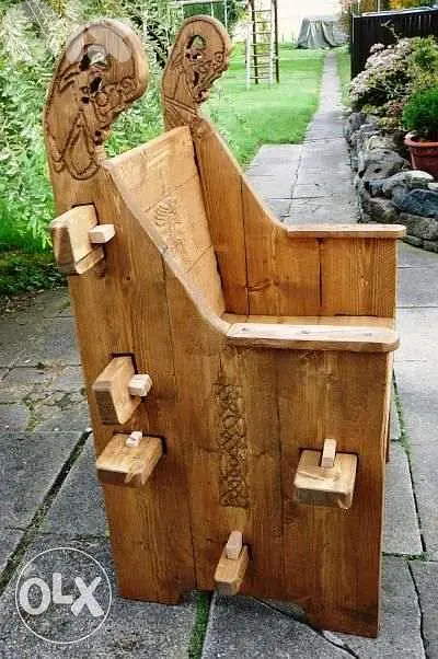 Viking large vintage wood chair كرسي عرش فايكينغ خشب