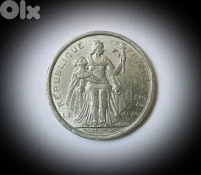 France Polynesia 1 Franc 1975 Liberty sitting on throne