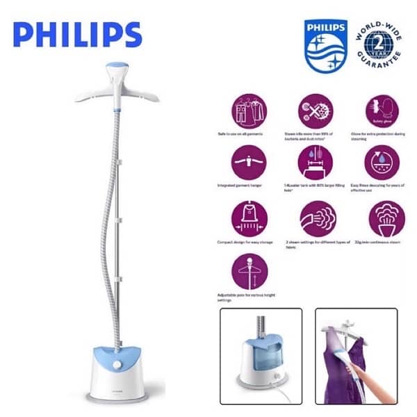 Philips 1600w Easy Touch Stand Garment Steamer GS482 0
