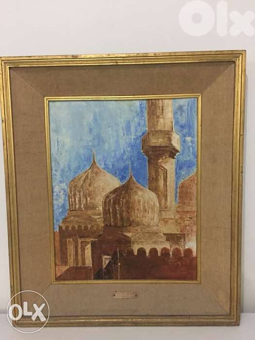 beautiful oil on panel late 20th century mosque 0